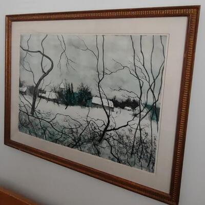 Lot 329: Vintage Winter Scene Wall Art