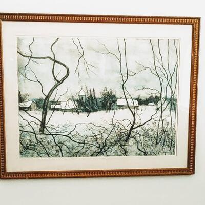 Lot 329: Vintage Winter Scene Wall Art