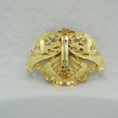 Signed Gold Tone Christmas Angel Pin