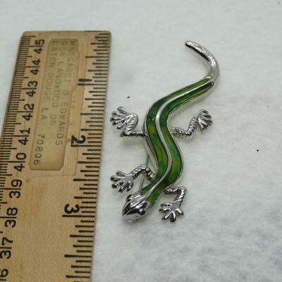 Silver & Stained Glass Like Gecko Lizard Pin
