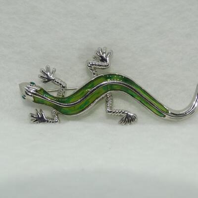 Silver & Stained Glass Like Gecko Lizard Pin