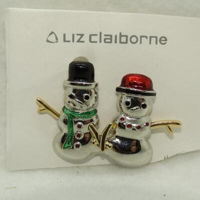 Liz Claiborne Couples Snowman Pin