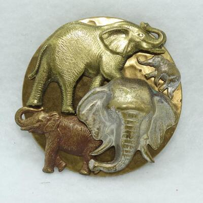 Elephant Stampede Statement Pin