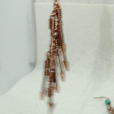 Copper Tone & Turquoise Arrow Dangle Earrings