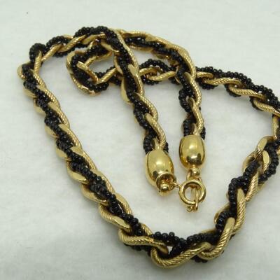 Gold Tone & Black Chain Link Necklace