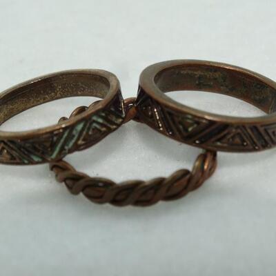 3 Copper Tone Rings