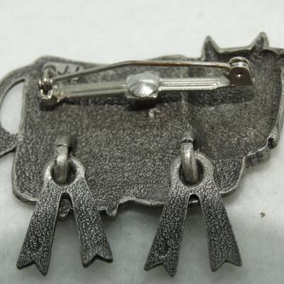 Signed Gray Cow Pin