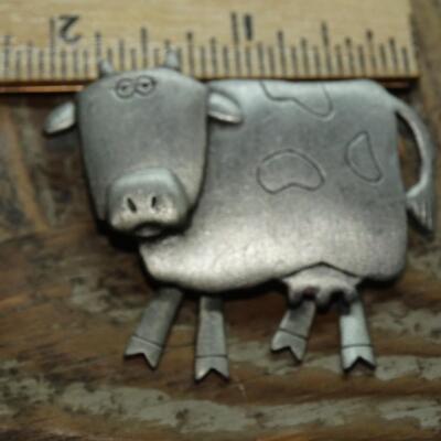 Signed Gray Cow Pin