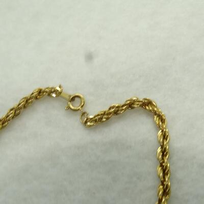 Vintage Hallmark Enamel Poinsettia Gold Tone Rope Chain Necklace