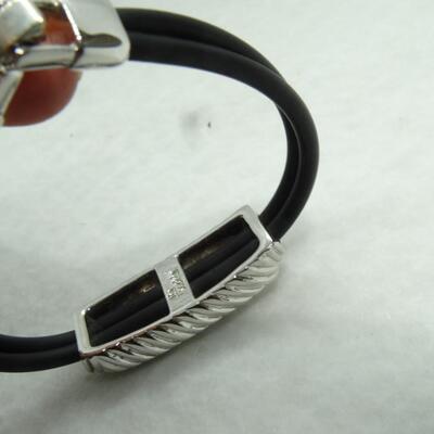 Signed Silver Tone Enameled Bracelet