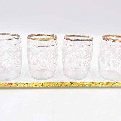 VINTAGE 3â€ GOLD RIMMED GLASSES W/ GRAPEVINE DETAIL (4)