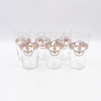 VINTAGE 4.5â€ FLEUR DE LIS GLASSES (6)