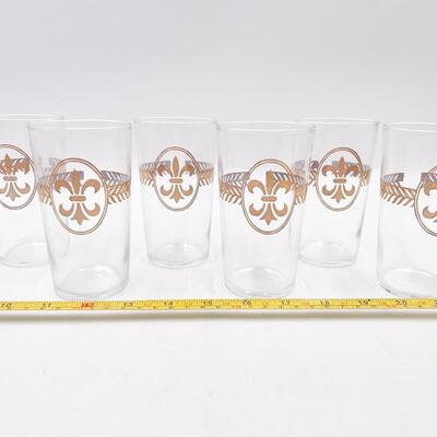 VINTAGE 4.5â€ FLEUR DE LIS GLASSES (6)