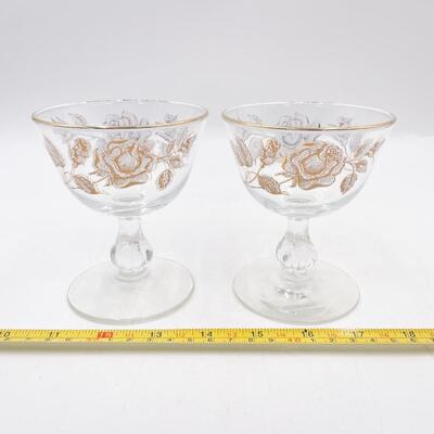 VINTAGE LIBBEY 4.5â€ GOLD RIMMED ROSE SHERBET GLASSES