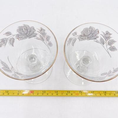VINTAGE LIBBEY 4.5â€ GOLD RIMMED ROSE SHERBET GLASSES