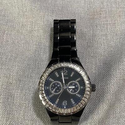 GUESS Black Wristwatch Rhinestones Date Feature #G13553L