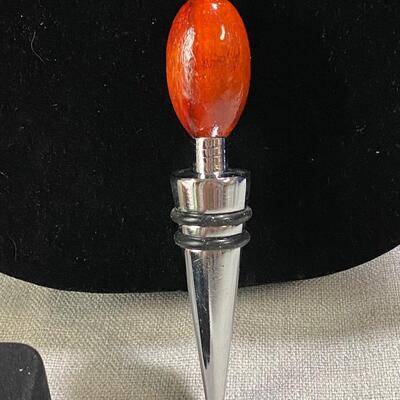 Wine Country Wood Top Wine Bottle Stopper Boxed