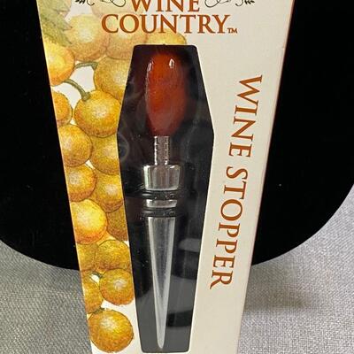 Wine Country Wood Top Wine Bottle Stopper Boxed