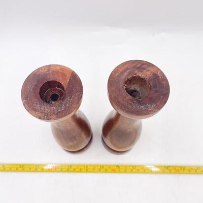 8â€ WOODEN CANDLESTICKS (2)