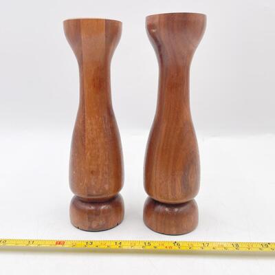 8â€ WOODEN CANDLESTICKS (2)