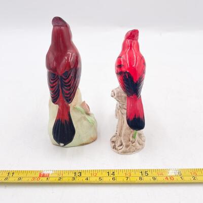 SMALL VINTAGE CERAMIC CARDINAL FIGURINES (2) - MADE IN JAPAN