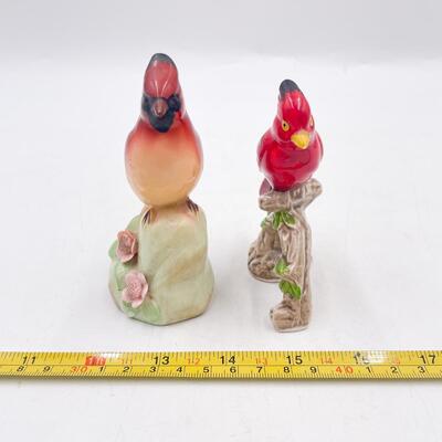 SMALL VINTAGE CERAMIC CARDINAL FIGURINES (2) - MADE IN JAPAN