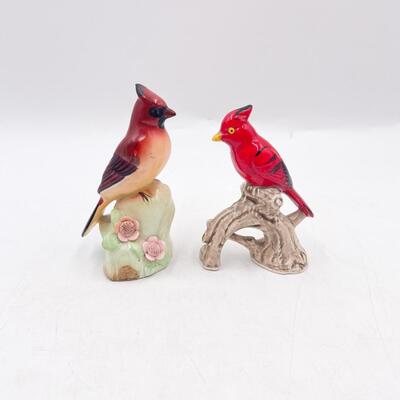 SMALL VINTAGE CERAMIC CARDINAL FIGURINES (2) - MADE IN JAPAN