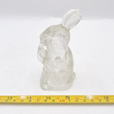 4.5â€ GLASS RABBIT CANDY CONTAINER FIGURINE