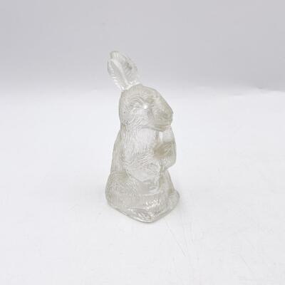 4.5â€ GLASS RABBIT CANDY CONTAINER FIGURINE