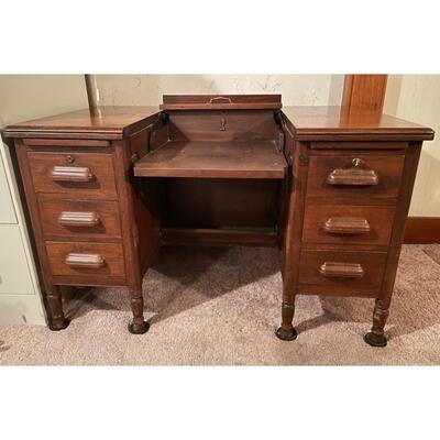VINTAGE SOLID WOOD TYPEWRITER DESK