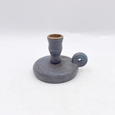 3â€ DARK BLUE WOODEN CANDLESTICK