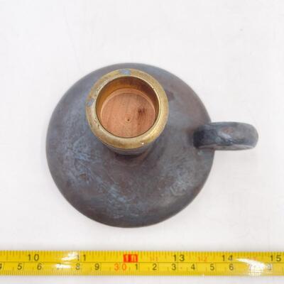 3â€ DARK BLUE WOODEN CANDLESTICK