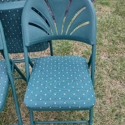 356: Phoenix X 3 Padded Green Folding Chairs