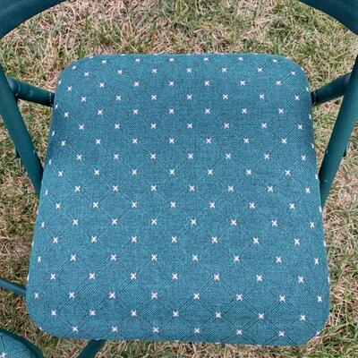 356: Phoenix X 3 Padded Green Folding Chairs