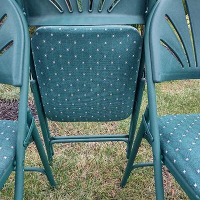 356: Phoenix X 3 Padded Green Folding Chairs