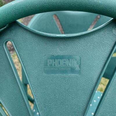 356: Phoenix X 3 Padded Green Folding Chairs