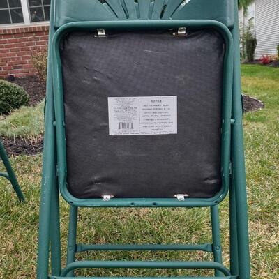 356: Phoenix X 3 Padded Green Folding Chairs