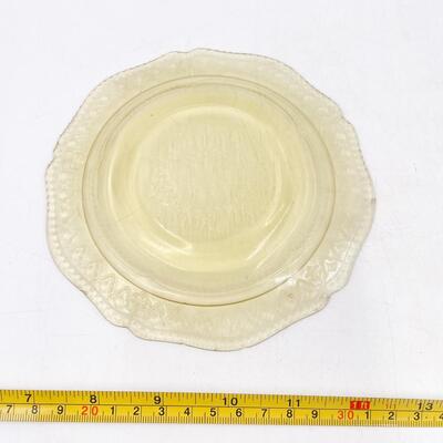 VINTAGE 6â€ YELLOW DEPRESSION GLASS PLATE