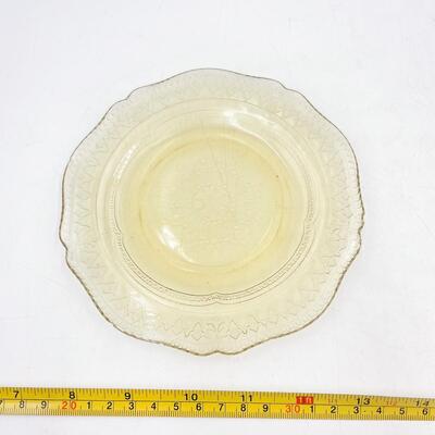 VINTAGE 6â€ YELLOW DEPRESSION GLASS PLATE