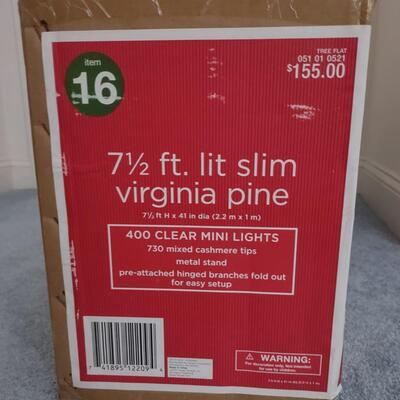 Lot 357: 7 1/2 Lit Slim Virginia Pine Christmas Tree