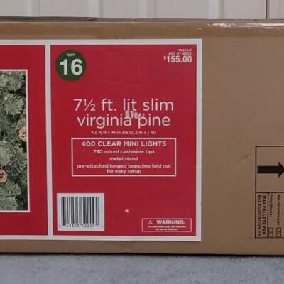 Lot 357: 7 1/2 Lit Slim Virginia Pine Christmas Tree