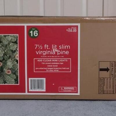 Lot 357: 7 1/2 Lit Slim Virginia Pine Christmas Tree