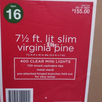 Lot 357: 7 1/2 Lit Slim Virginia Pine Christmas Tree