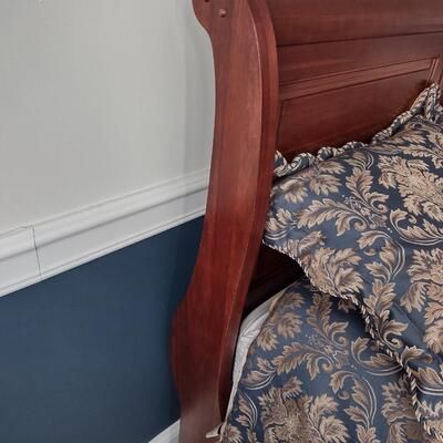 Lot 358: Queen Size Bed Frame W/ Headboard & Comforter Set