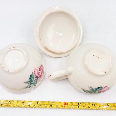 TAYLOR SMITH TAYLOR VERSATILE CHINA PINK ROSE SUGAR AND CREAMER SET