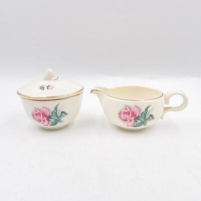 TAYLOR SMITH TAYLOR VERSATILE CHINA PINK ROSE SUGAR AND CREAMER SET