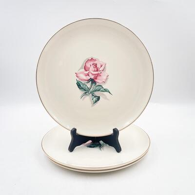 TAYLOR SMITH TAYLOR VERSATILE CHINA PINK ROSE 10â€ DINNER PLATES (3)
