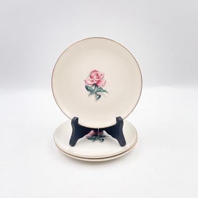 TAYLOR SMITH TAYLOR VERSATILE CHINA PINK ROSE 6.5â€ DESSERT PLATES (3)