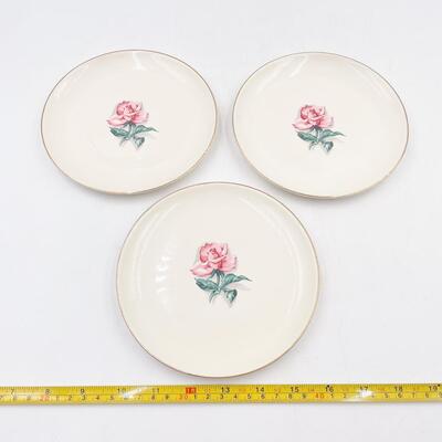 TAYLOR SMITH TAYLOR VERSATILE CHINA PINK ROSE 6.5â€ DESSERT PLATES (3)
