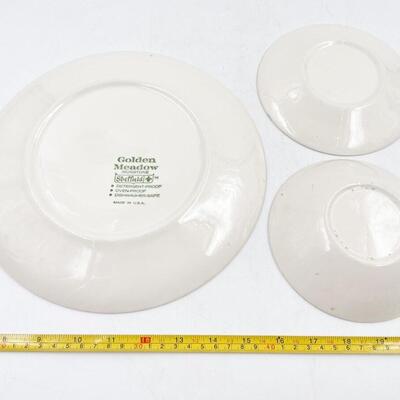 VINTAGE SHEFFIELD GOLDEN MEADOW IRONSTONE PLATES (3)